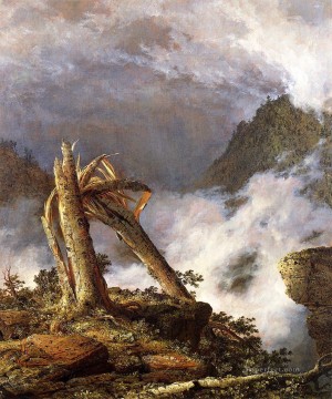  Tormenta Pintura - Tormenta en el paisaje de las montañas Río Hudson Iglesia Frederic Edwin